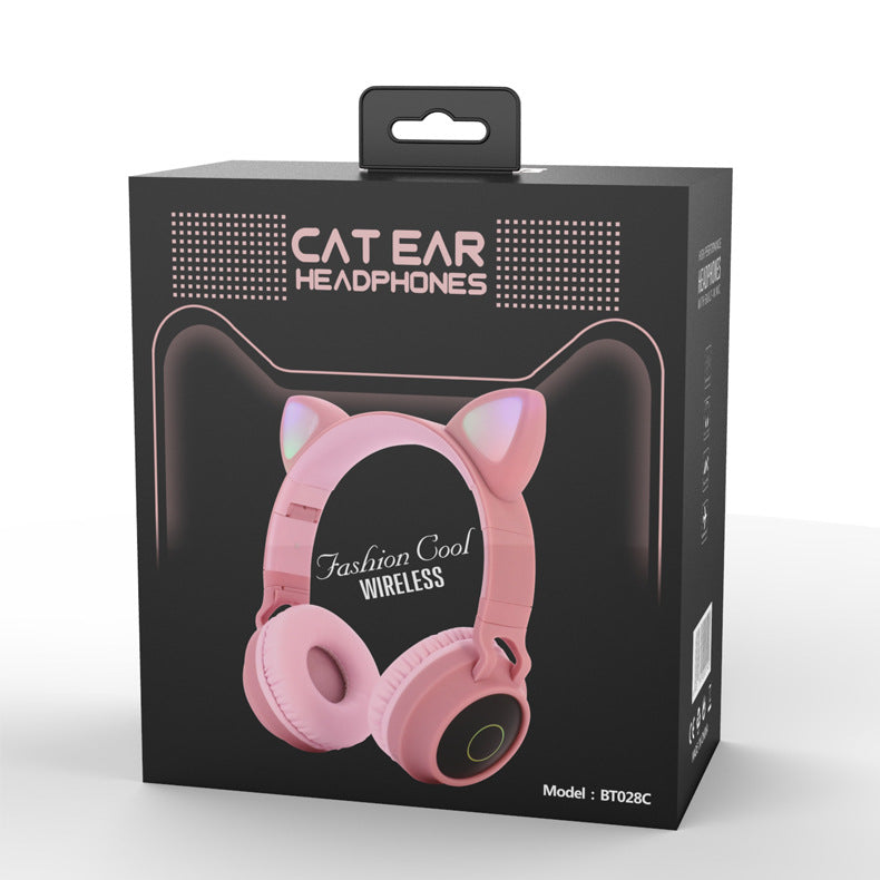 Casque Sans Fil LED "oreilles de chat". Casque pour enfants. Bluetooth 5.0. Pliable. Le meilleur cadeau fun et stylé!